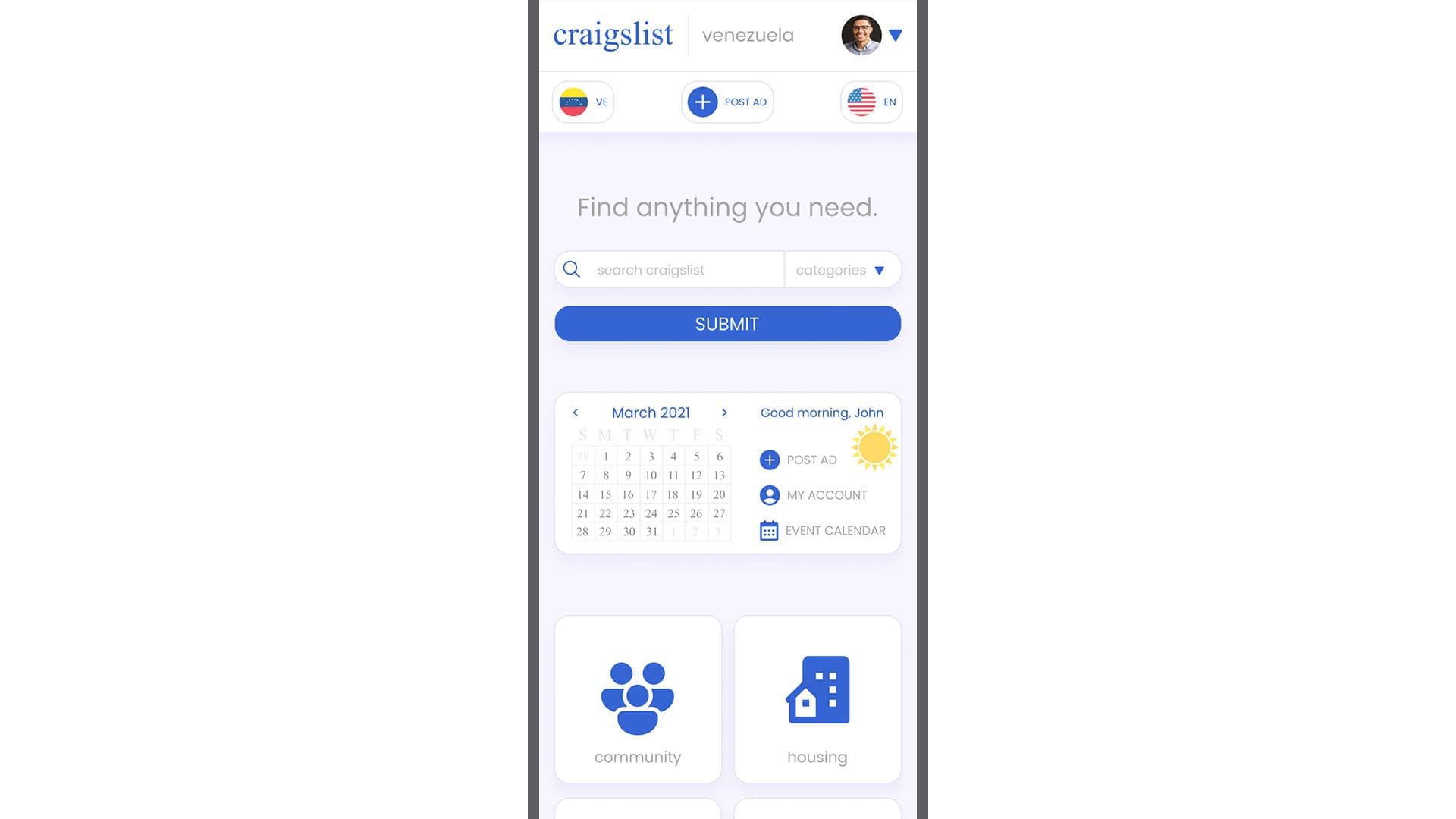 Craigslist Redesign project detail