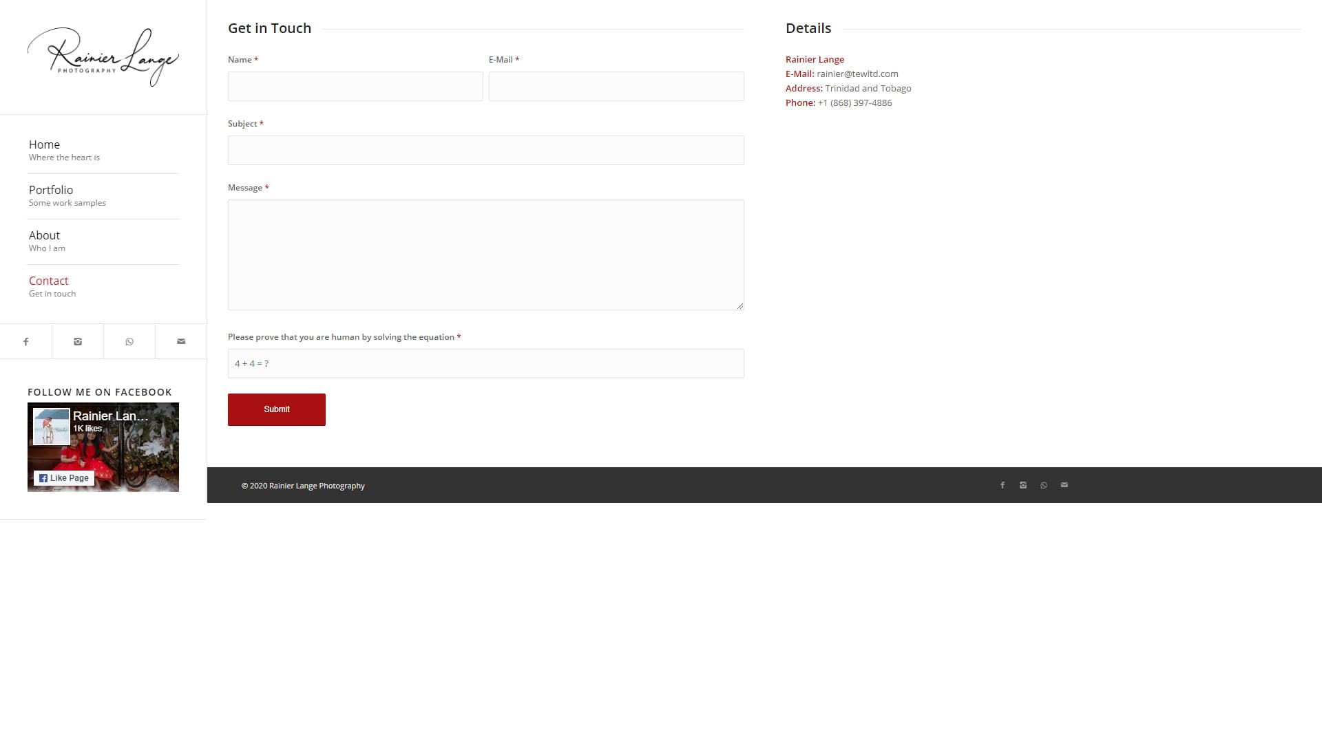 RL Photography Website project detail
