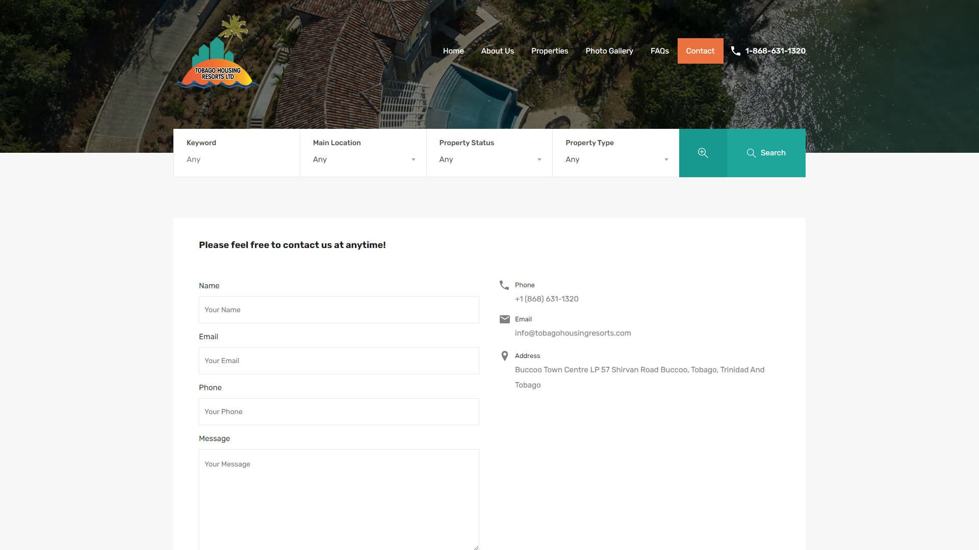 Tobago Housing Resorts Website project detail